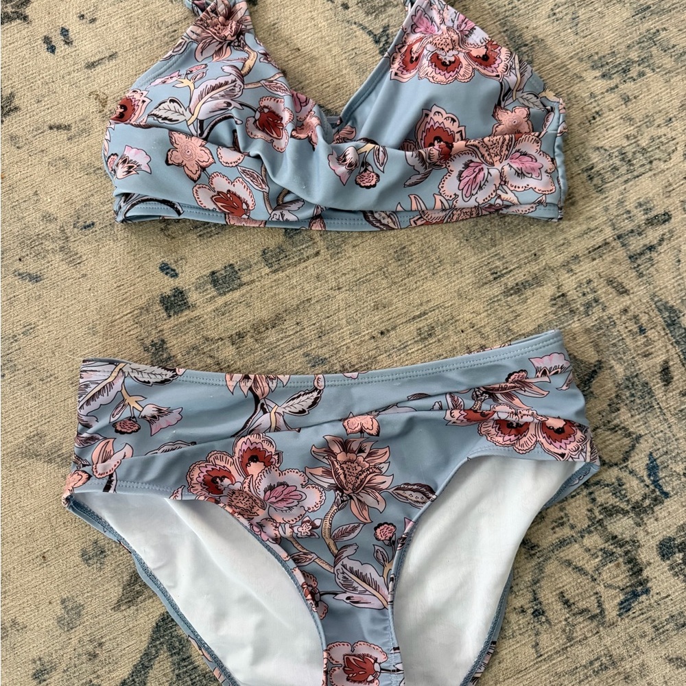 Floral Bikini - Blue and Pink